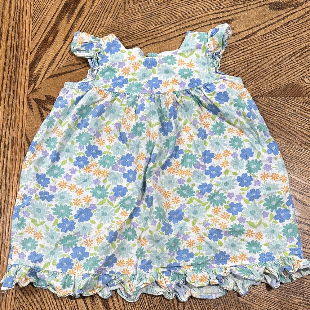 Charming Floral Kids Dress - Blue, Green, and Orange